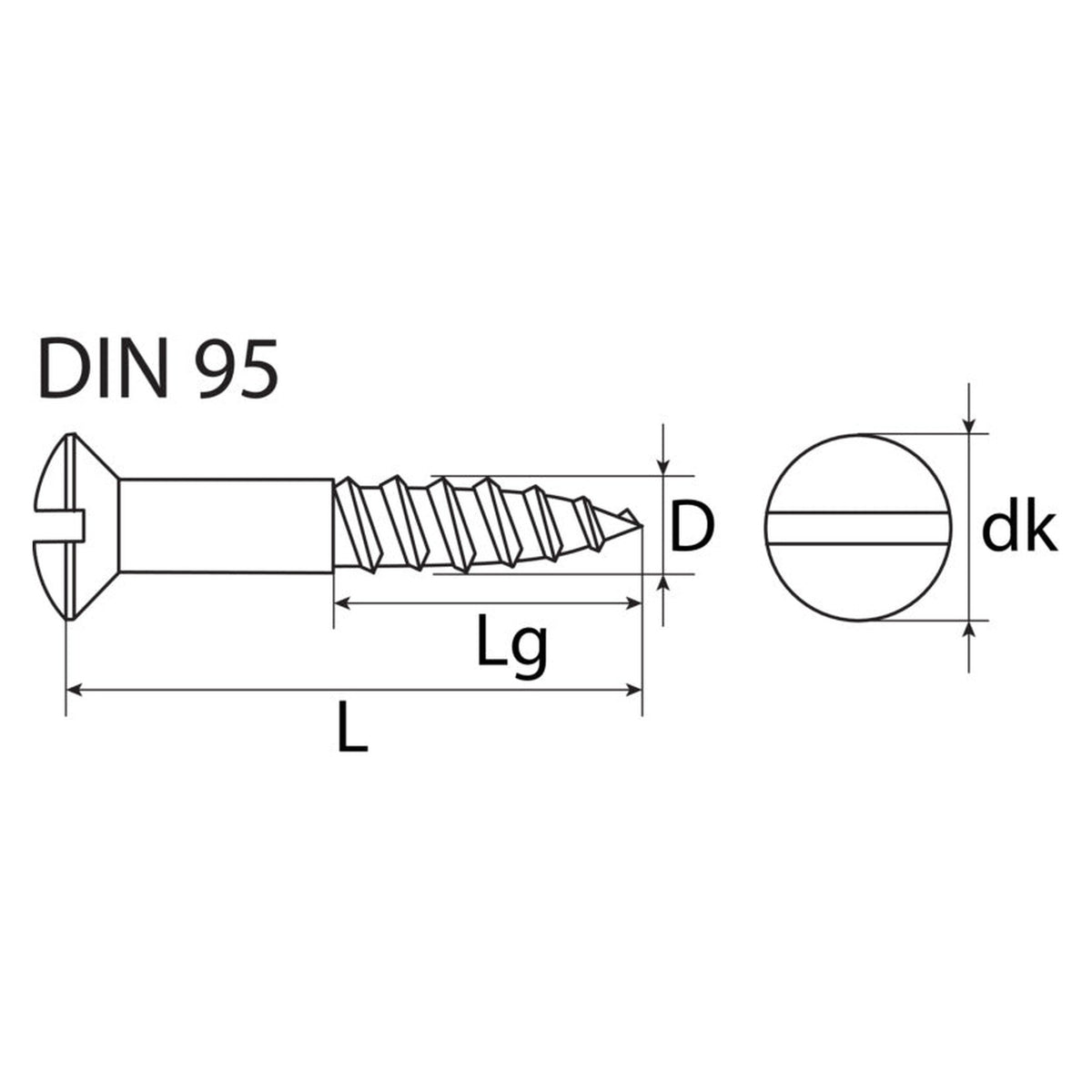 Holzschraube SZ Linsensenkkopf, Messing blank, DIN 95: Produktansicht
