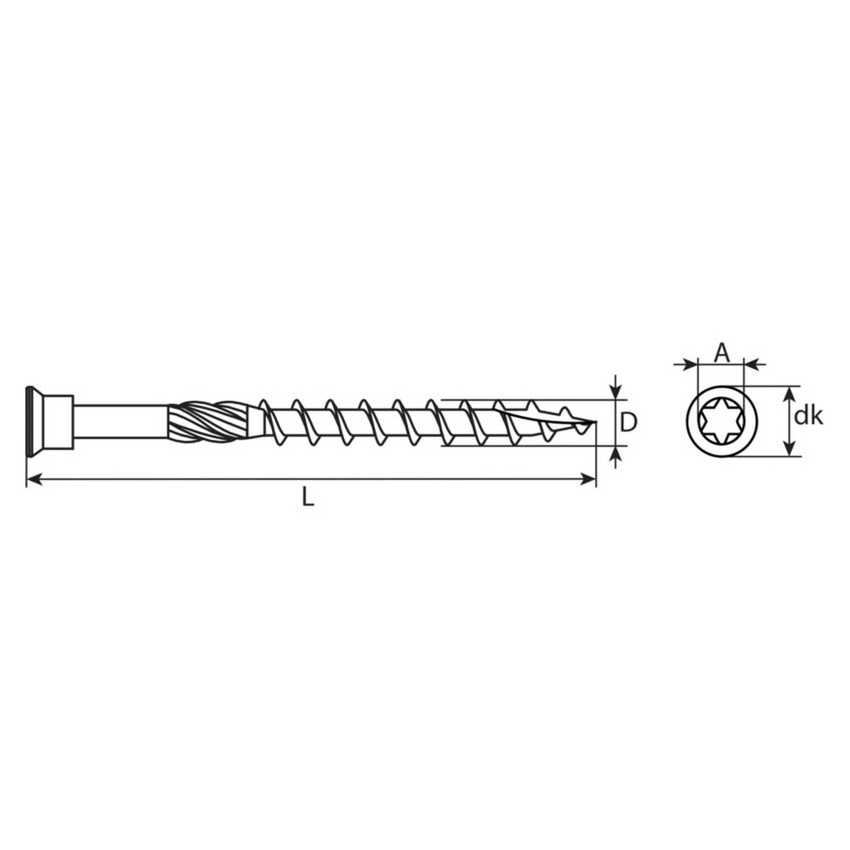 Terrassenschraube TX Stufenkopf mit Bit, Edelstahl C1, 5 mm: Produktansicht