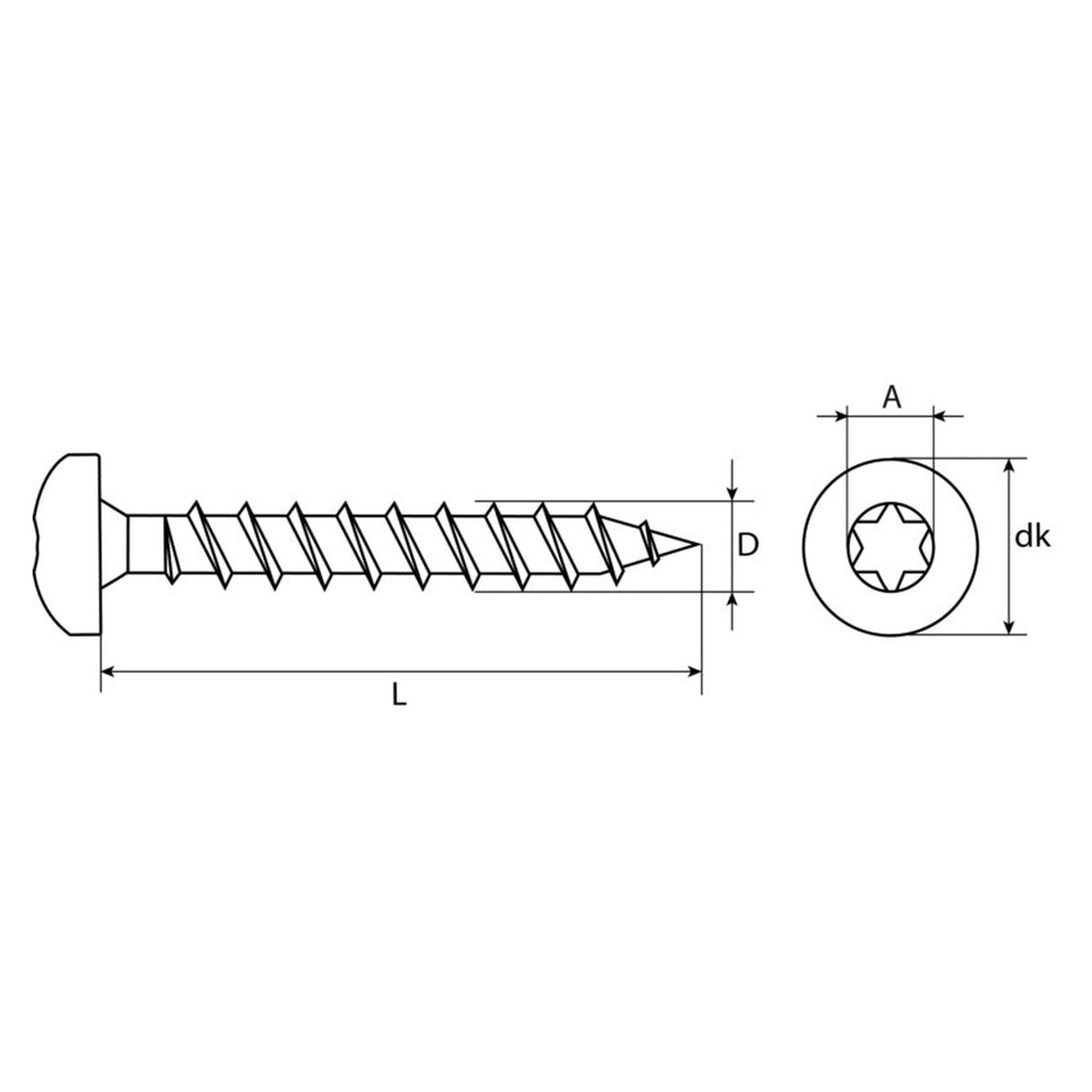 Spanplattenschraube TX Pan Head, Vollgewinde, Edelstahl A2: Produktansicht