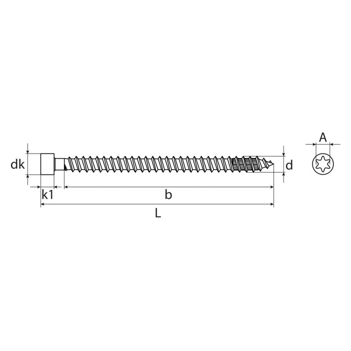 Holzbauschraube TX Zylinderkopf, Vollgewinde, gelb verzinkt, 8 mm: Produktansicht