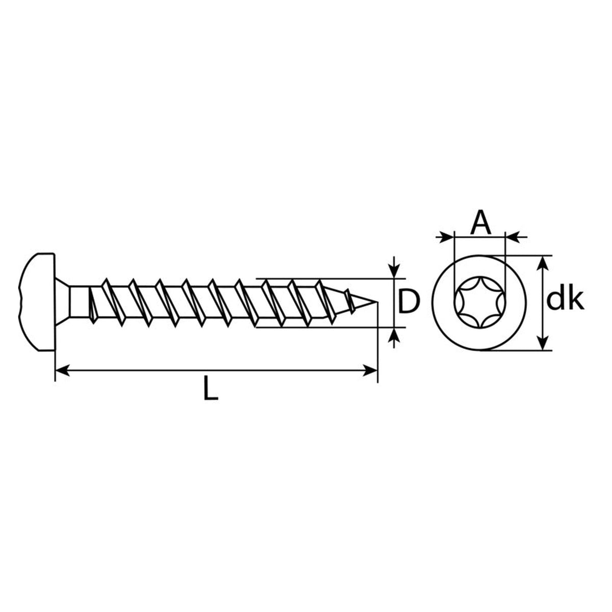 Spanplattenschraube TX Pan Head mit Bit, Vollgewinde, Stahl verzinkt: Produktansicht