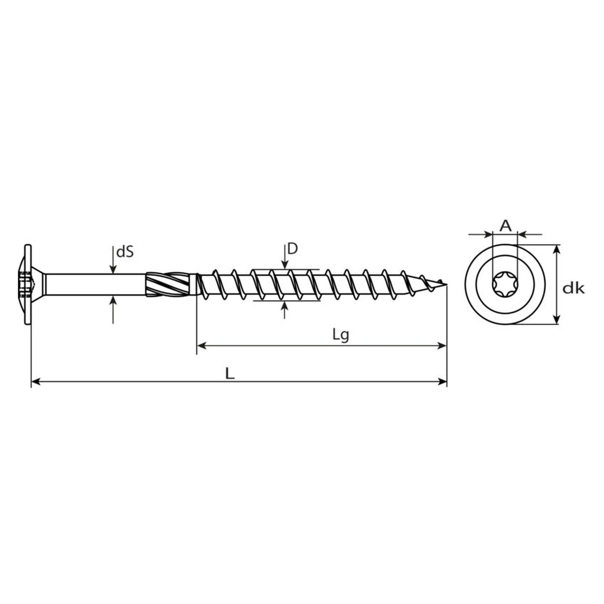 Holzbauschraube TX Tellerkopf, Teilgewinde, Edelstahl A2, 8 mm: Produktansicht