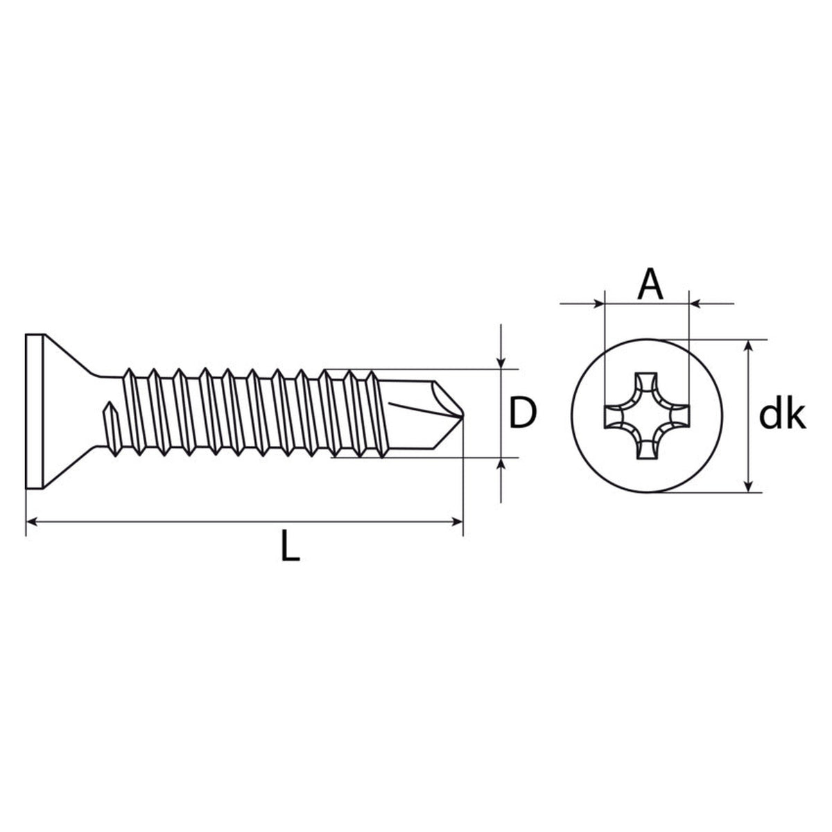 Bohrschraube PH Senkkopf, Edelstahl C1, 4,2 mm: Produktansicht
