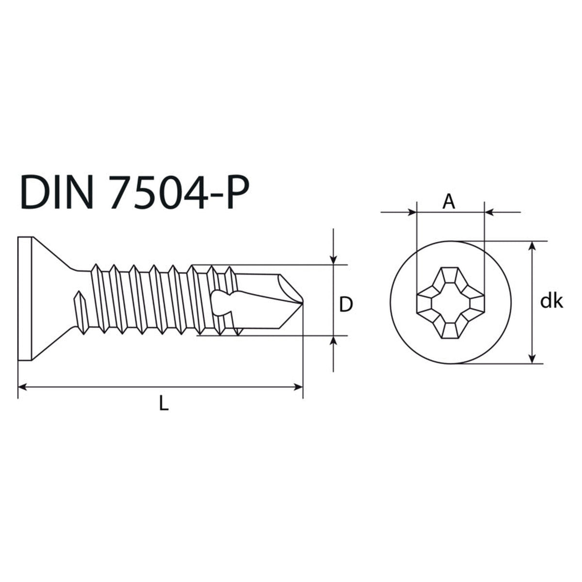 Bohrschrauben mit PH-Antrieb und Senkkopf, verzinkt, DIN 7504-P: Produktansicht