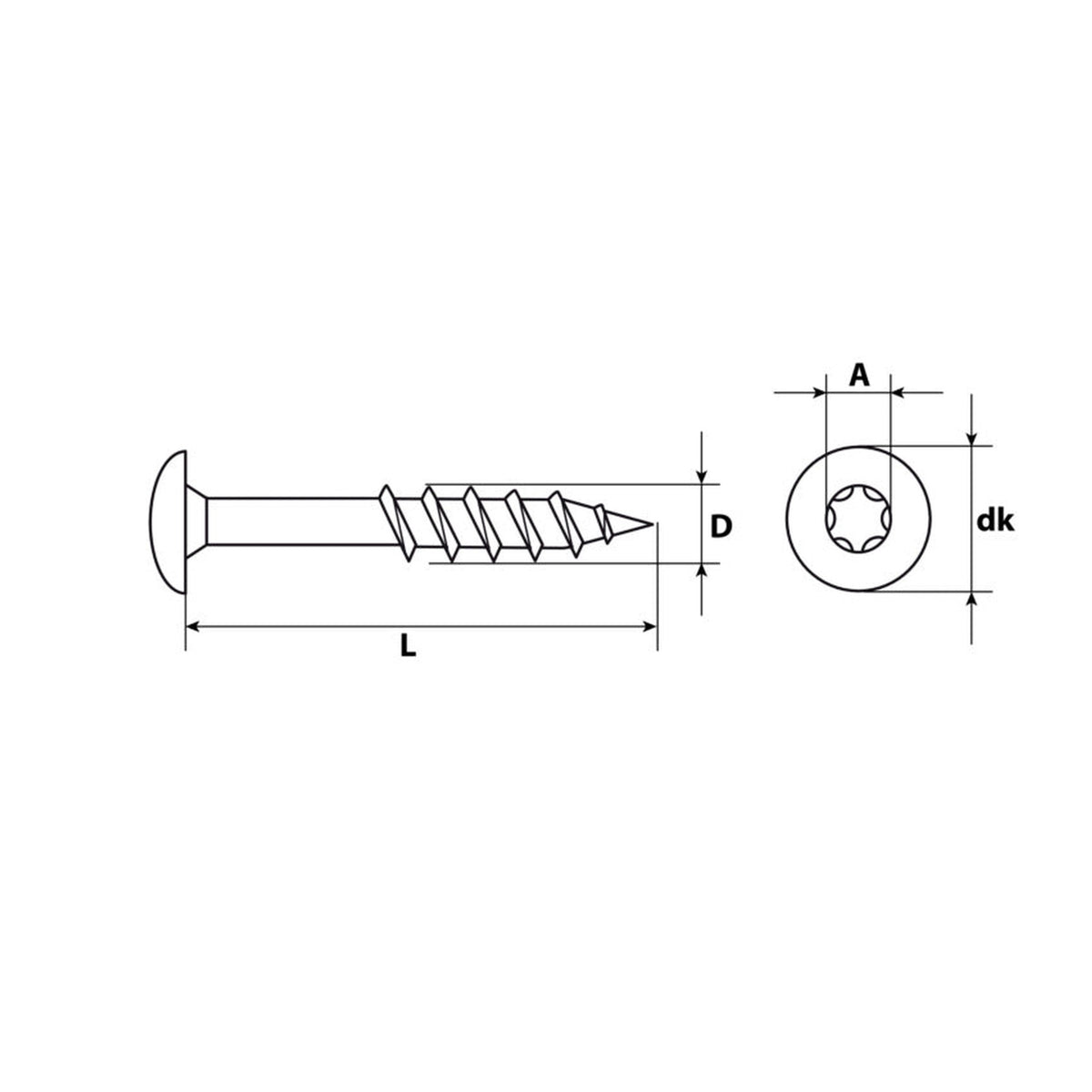 Fassadenschraube TX Flachrundkopf mit Bit, Edelstahl A4, 5,5 mm: Produktansicht