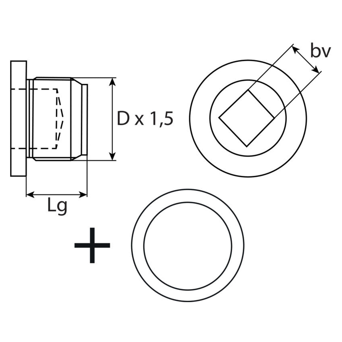 Kfz-Ölablassschraube M16 × 1,5 × 12 mit Dichtring, Stahl verzinkt: Produktansicht