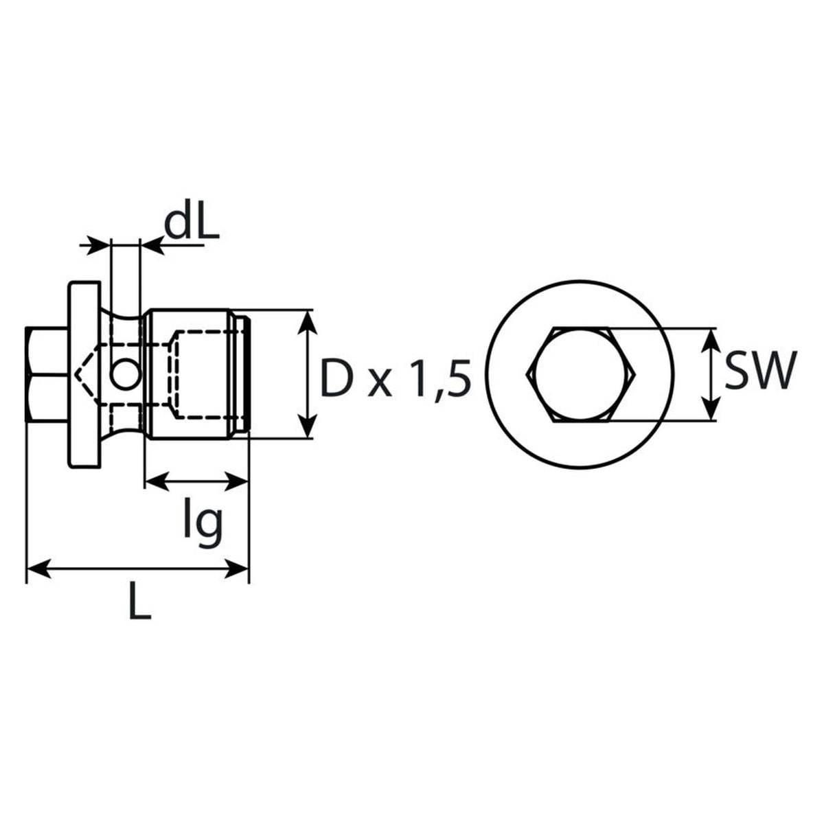 Kfz-Ölablassschraube M18 × 1,5 × 21 ohne Dichtring, Stahl verzinkt: Produktansicht