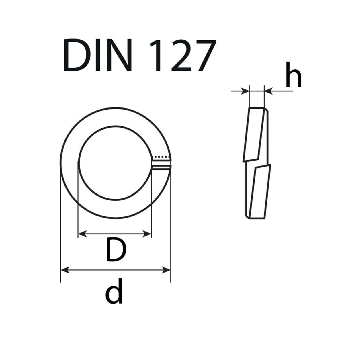 Federring Form B, Stahl verzinkt, DIN 127: Produktansicht