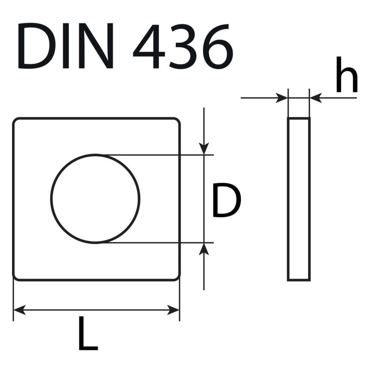 Vierkantscheibe, Stahl verzinkt, DIN 436, 17,5 × 50 mm: Produktansicht