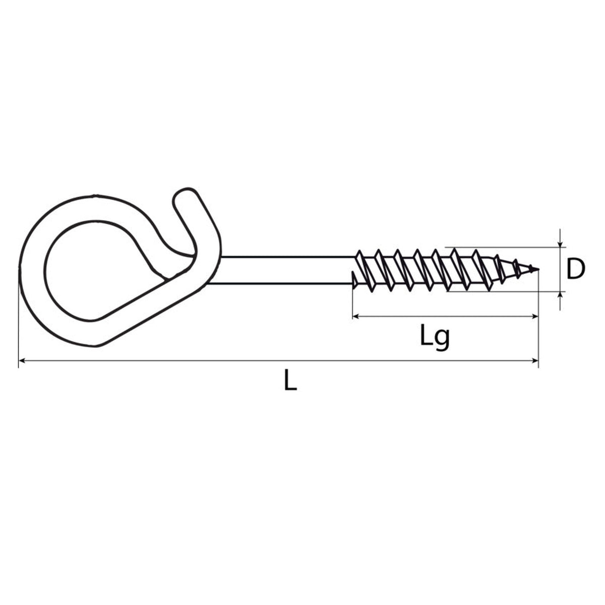 Sicherheitsschaukelhaken Holzgewinde, Stahl verzinkt, 10 mm: Produktansicht