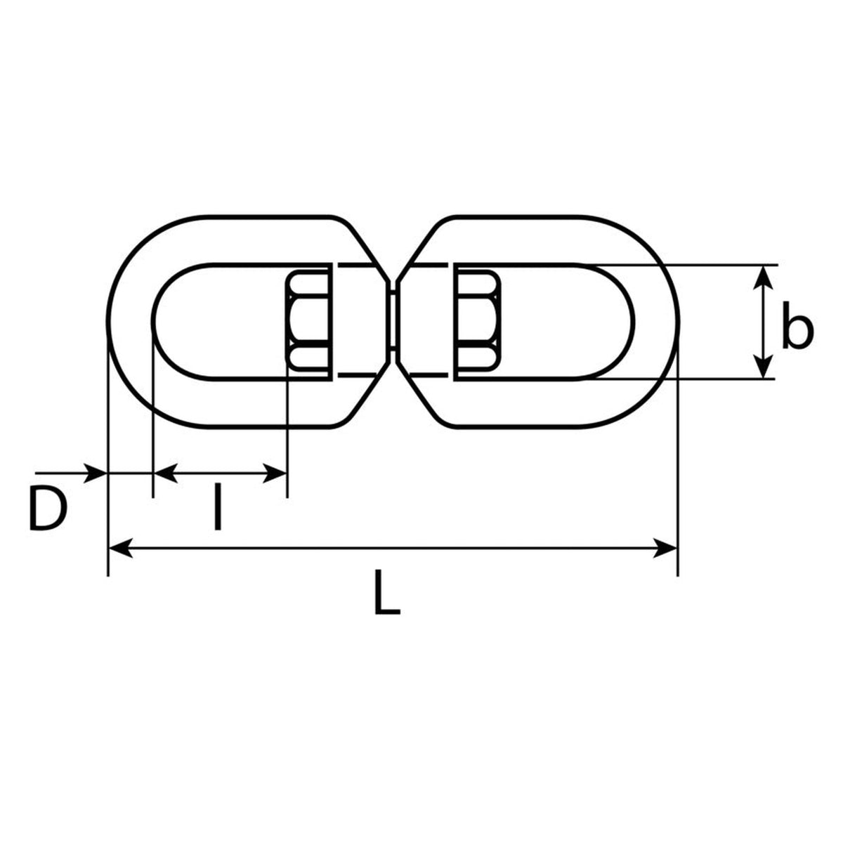 Seilwirbel, Edelstahl A4, 6 × 65 mm, Tragfähigkeit 250 kg: Produktansicht