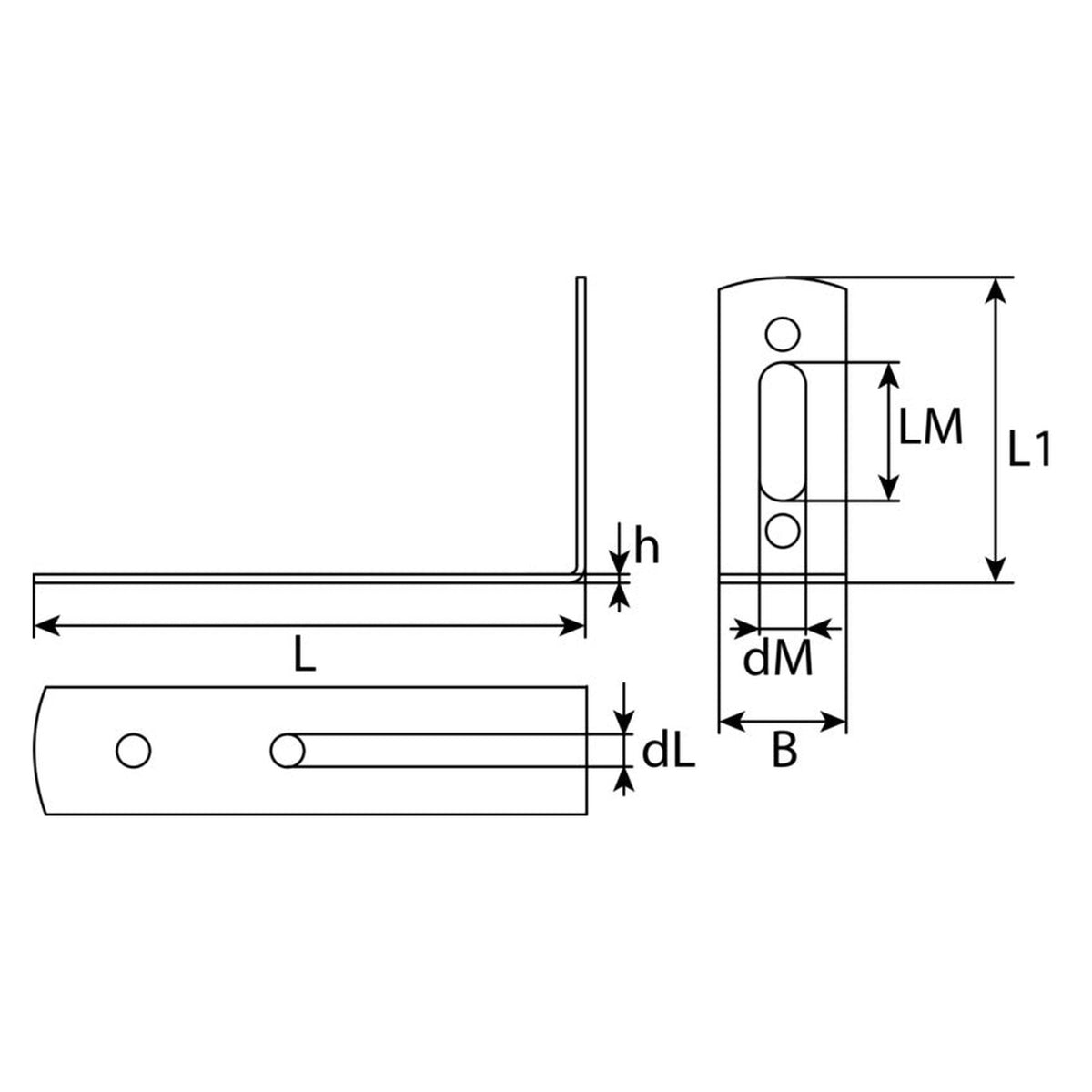 Gardinenwinkel, Stahl verzinkt, Breite 17 mm, Materialstärke 3,5 mm: Produktansicht