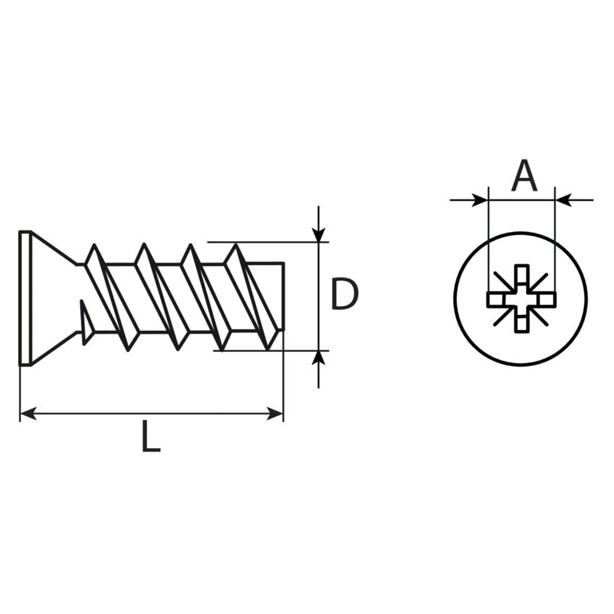 Euroschraube Senkkopf, Stahl verzinkt, 6,3 × 13 mm: Produktansicht