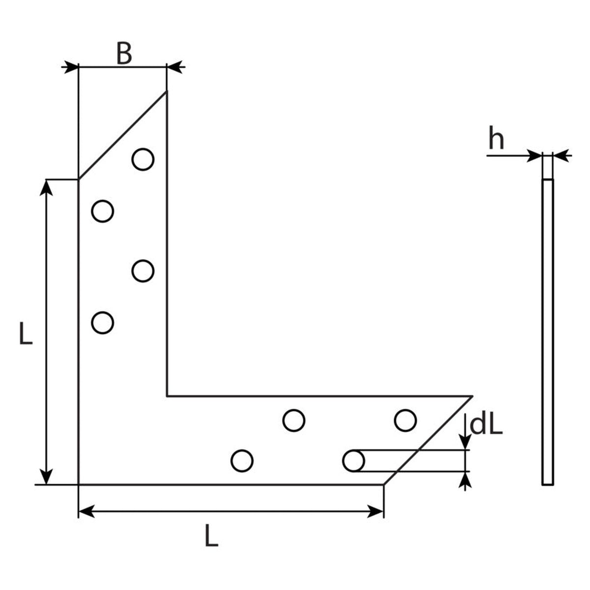 Eckwinkelbeschlag, Stahl verzinkt, Breite 35 mm, Materialstärke 2 mm: Produktansicht