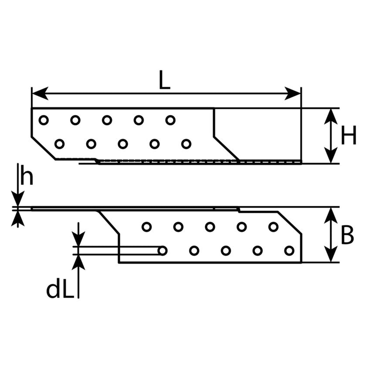 Sparrenpfettenanker rechts, Stahl sendzimirverzinkt, 35 × 35 × 2 mm: Produktansicht