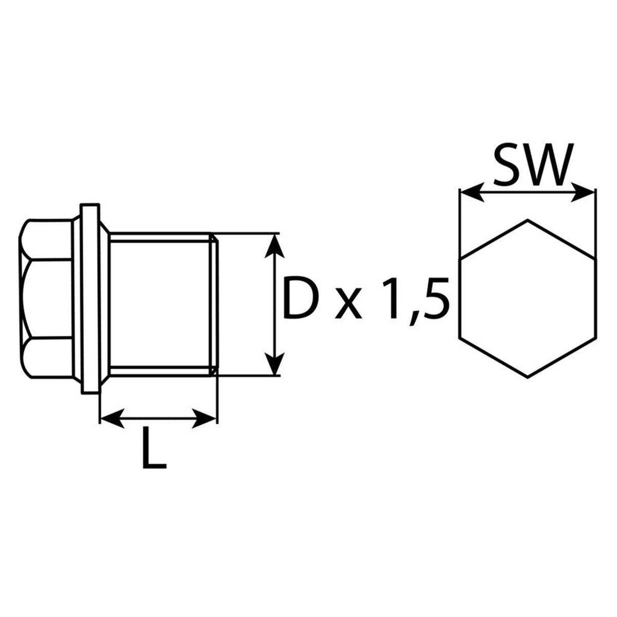 Kfz-Ölablassschraube M20 × 1,5 × 14 ohne Dichtring, Stahl verzinkt: Produktansicht