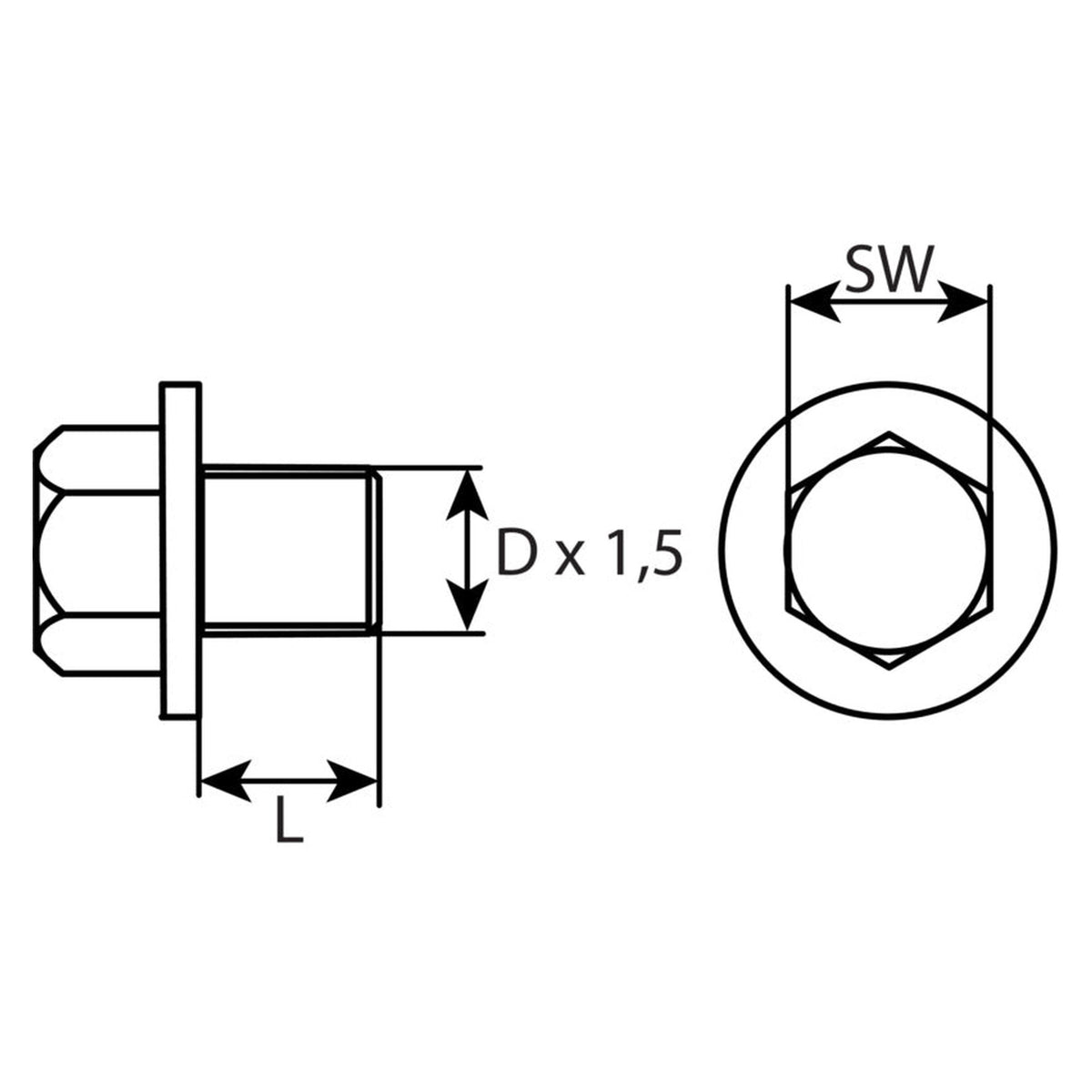 Kfz-Ölablassschraube M14 × 1,5 × 13 mit Dichtring, Stahl verzinkt: Produktansicht