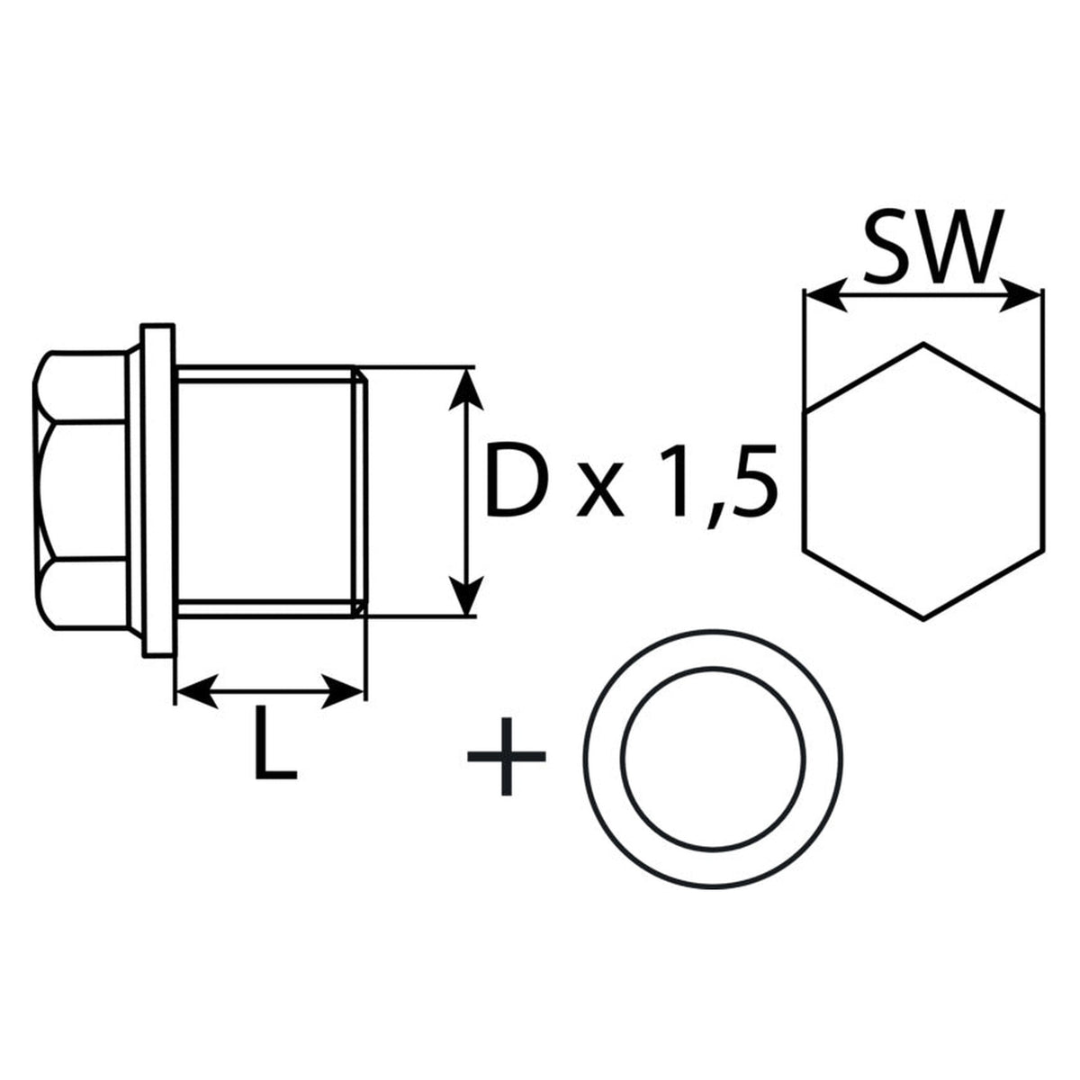 Kfz-Ölablassschraube M18 × 1,5 × 18 mit Dichtring, Stahl verzinkt: Produktansicht