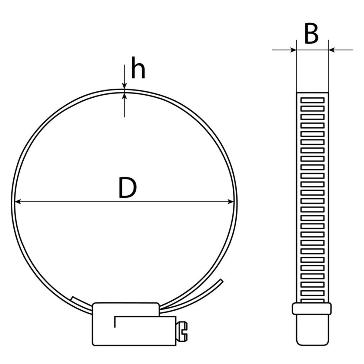 Schlauchschelle Mini W2, Edelstahl A2 und Stahl, Bandbreite 5 mm: Produktansicht