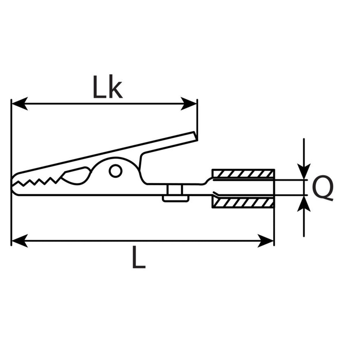 Kfz-Krokodilklemme teilisoliert, Stahl vernickelt, 4 mm², 50 mm: Produktansicht
