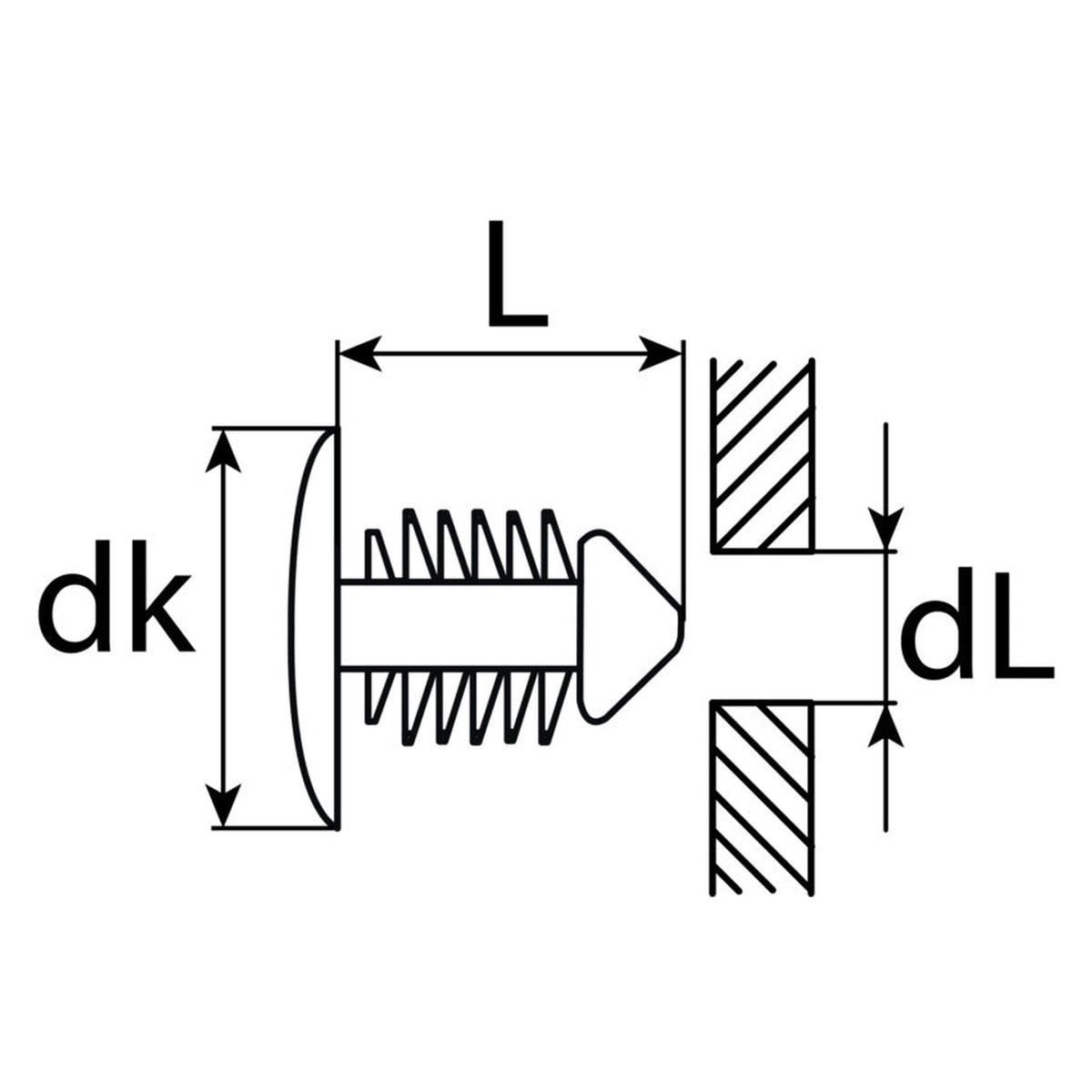 Kfz-Abdeckstopfen für Blechbohrung – dL 7 mm, L 12 mm, dk 14 mm: Produktansicht