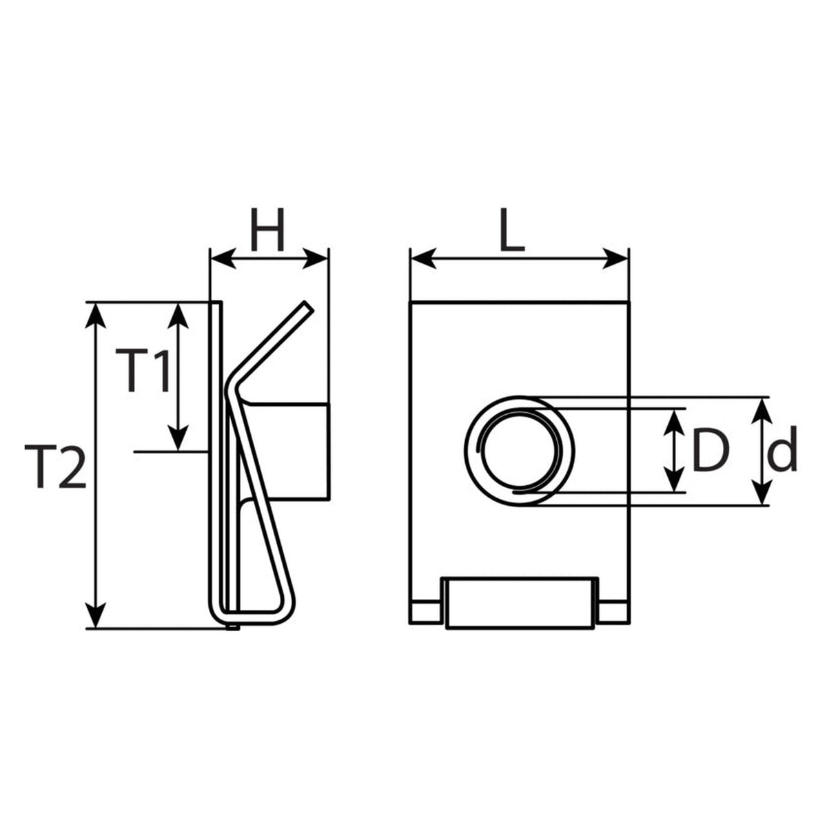 Kfz-Blechmutter, Stahl, Innendurchmesser 8 mm: Produktansicht
