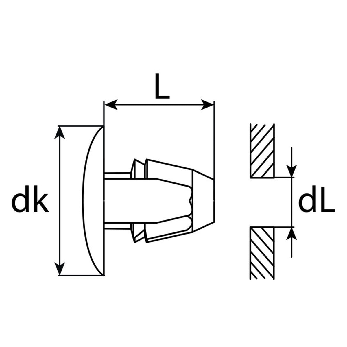 Kfz-Abdeckstopfen für Polsterung, dL ab 8 mm, dk 18 mm: Produktansicht