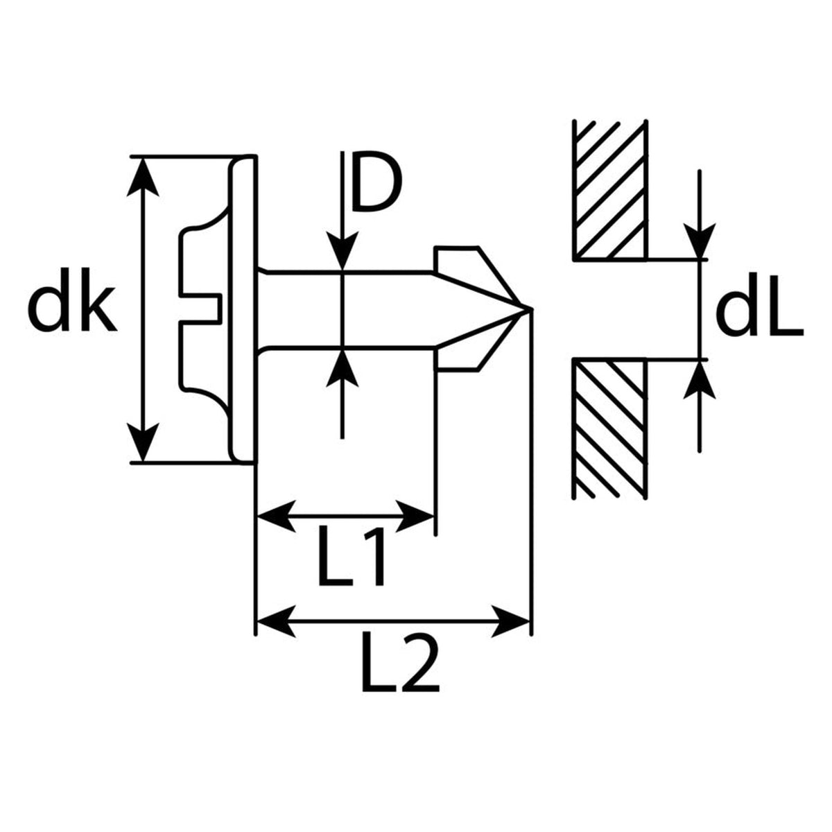 Kfz-Klemmstift schwarz, dk 25 mm, L 22,3 mm: Produktansicht