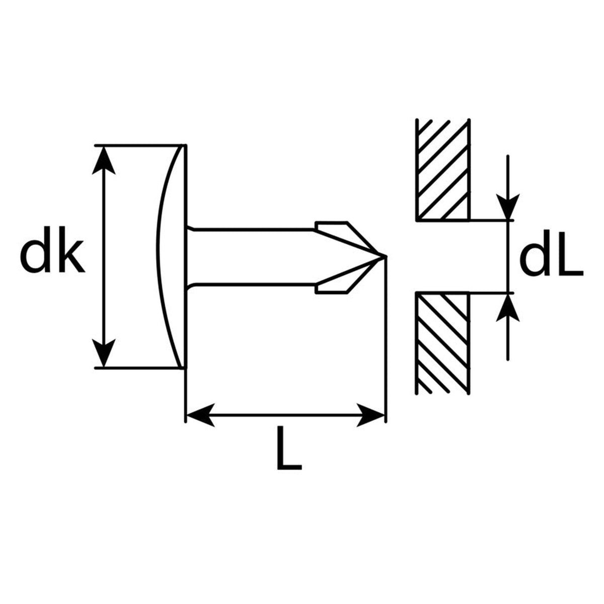 Kfz-Klemmstift schwarz, dk 25 mm, L 28,5 mm, Stift 10 mm: Produktansicht
