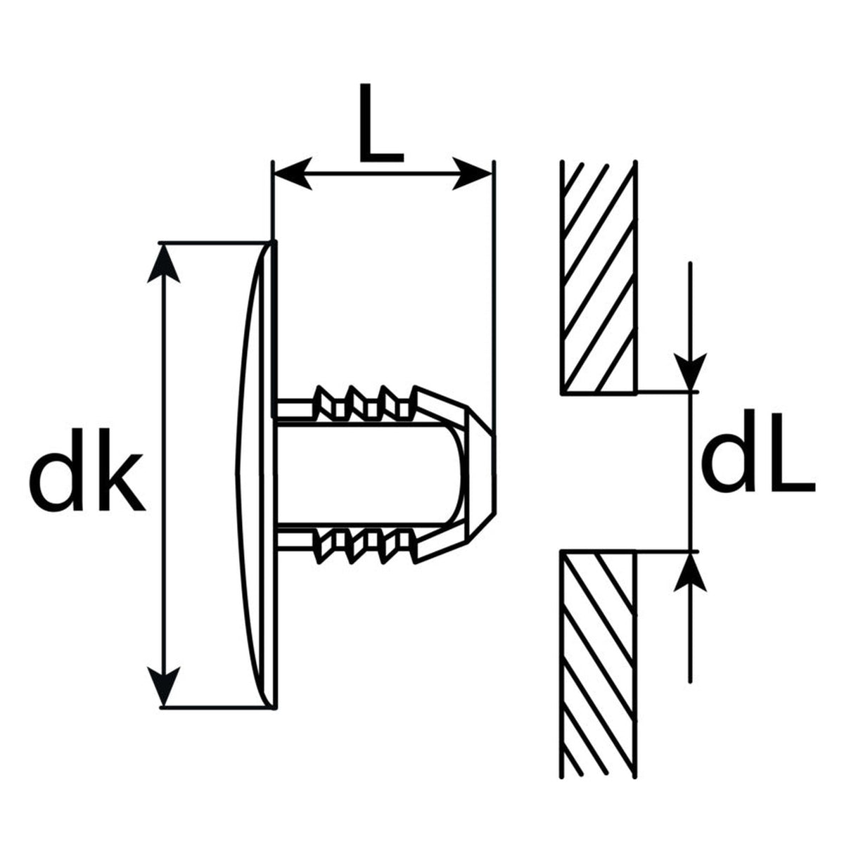Kfz-Abdeckstopfen aus Kunststoff – dL 8,4 mm, dk 25 mm: Produktansicht