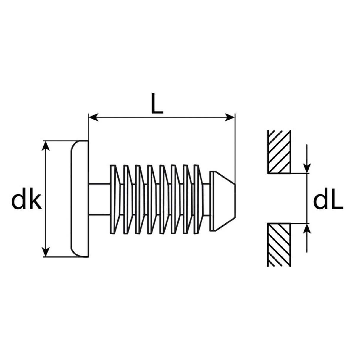 Kfz-Abdeckstopfen aus Kunststoff, dL 6 mm, L 17 mm: Produktansicht