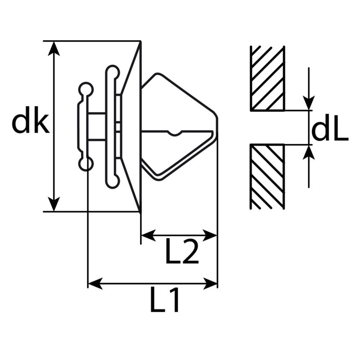 Kfz-Innenverkleidungsclip, Kopf 20 mm für 8-mm-Bohrung: Produktansicht