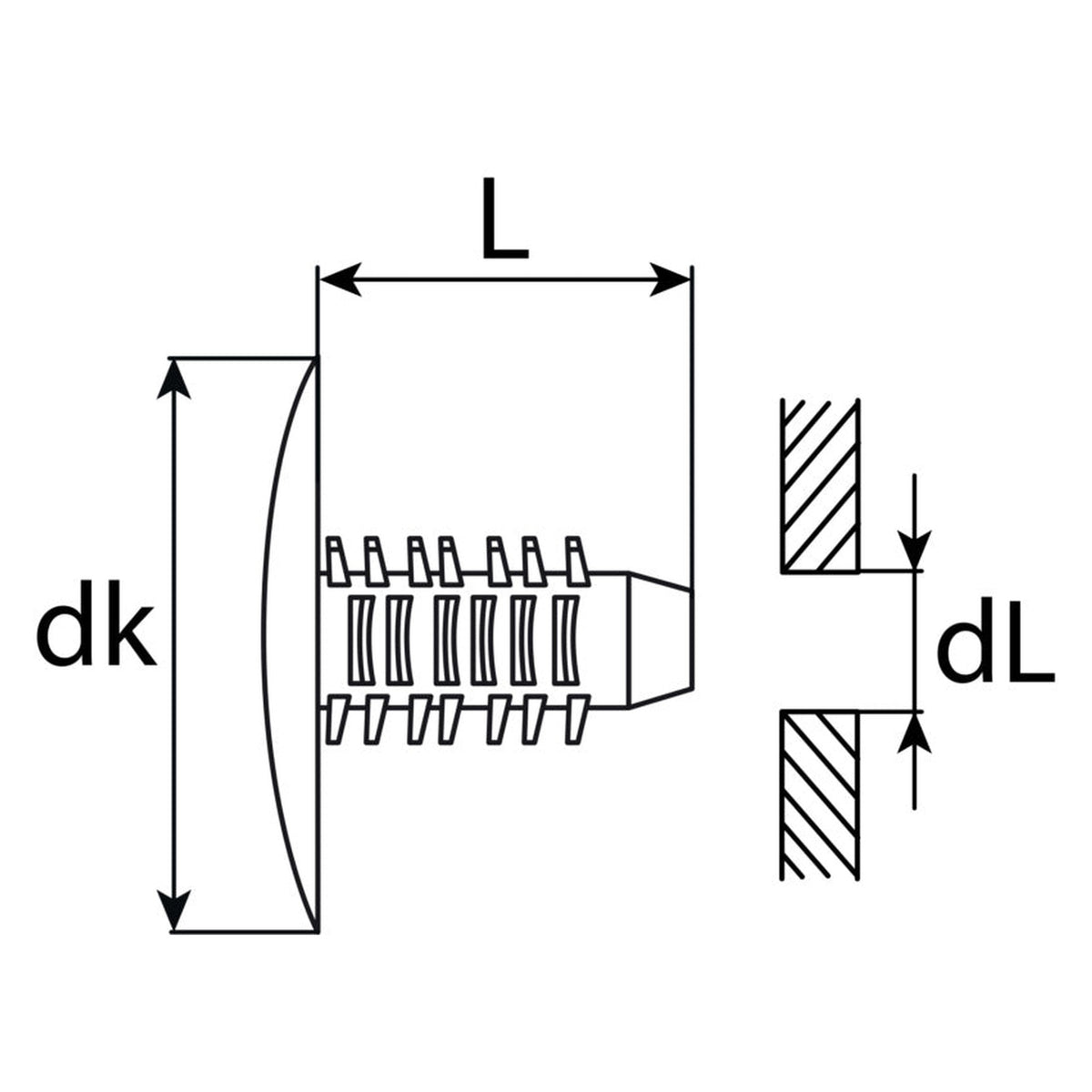 Kfz-Abdeckstopfen aus Kunststoff, dL 6 mm, dk 20 mm: Produktansicht