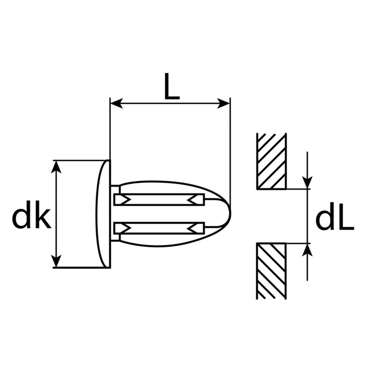 Kfz-Abdeckstopfen aus Kunststoff – dL 6 mm, dk 12 mm: Produktansicht