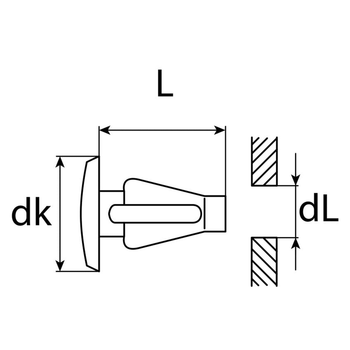 Kfz-Abdeckstopfen, dL 6 mm, L 15 mm, dk 13 mm: Produktansicht