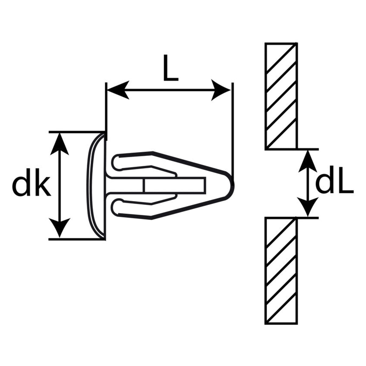 Kfz-Abdeckstopfen aus Kunststoff – L 20 mm, dk 14 mm: Produktansicht