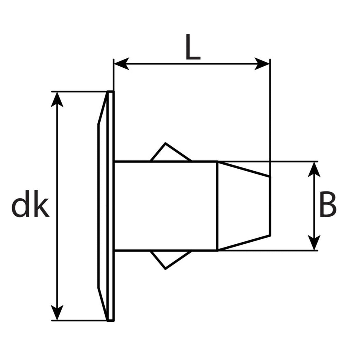 Kfz-Abdeckstopfen, dL 8 mm, L 12 mm, dk 20 mm: Produktansicht