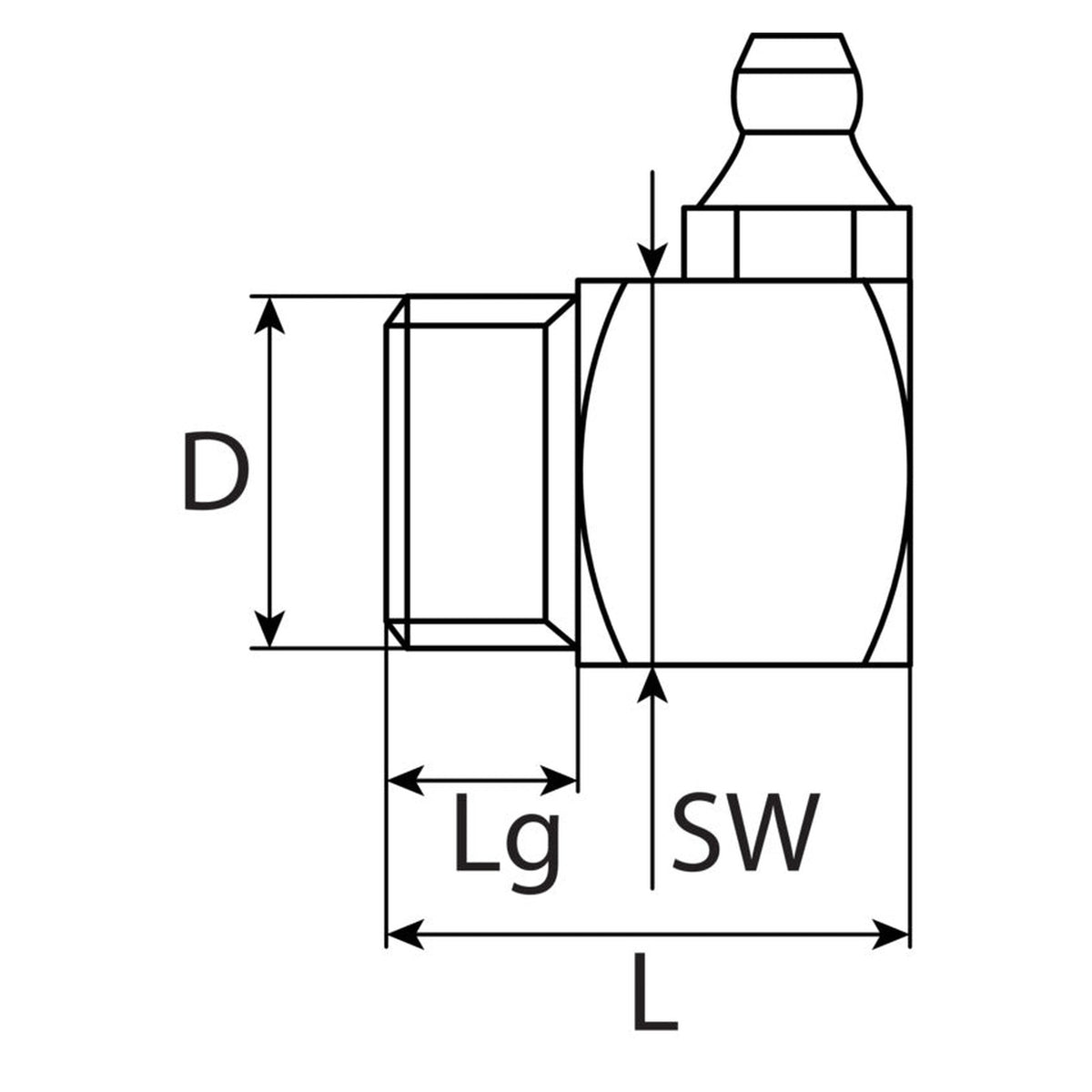 Hydraulikschmiernippel H3, Stahl verzinkt, DIN 71412, Länge 18 mm: Produktansicht
