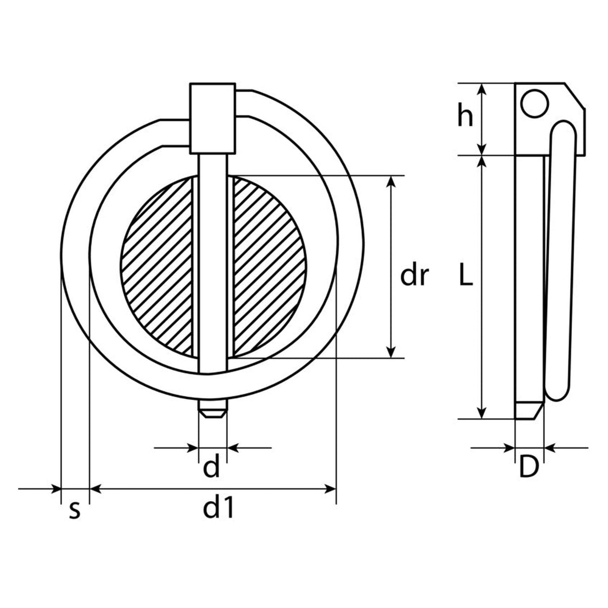 Klappstecker mit Federring, Stahl verzinkt: Produktansicht