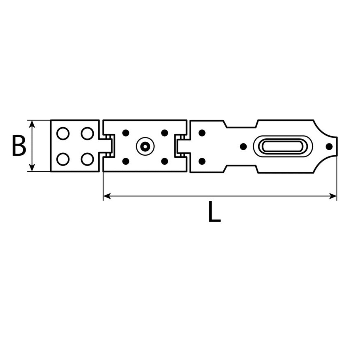Sicherheitsüberfalle mit Öse, Stahl verzinkt, 120 × 27 mm: Produktansicht