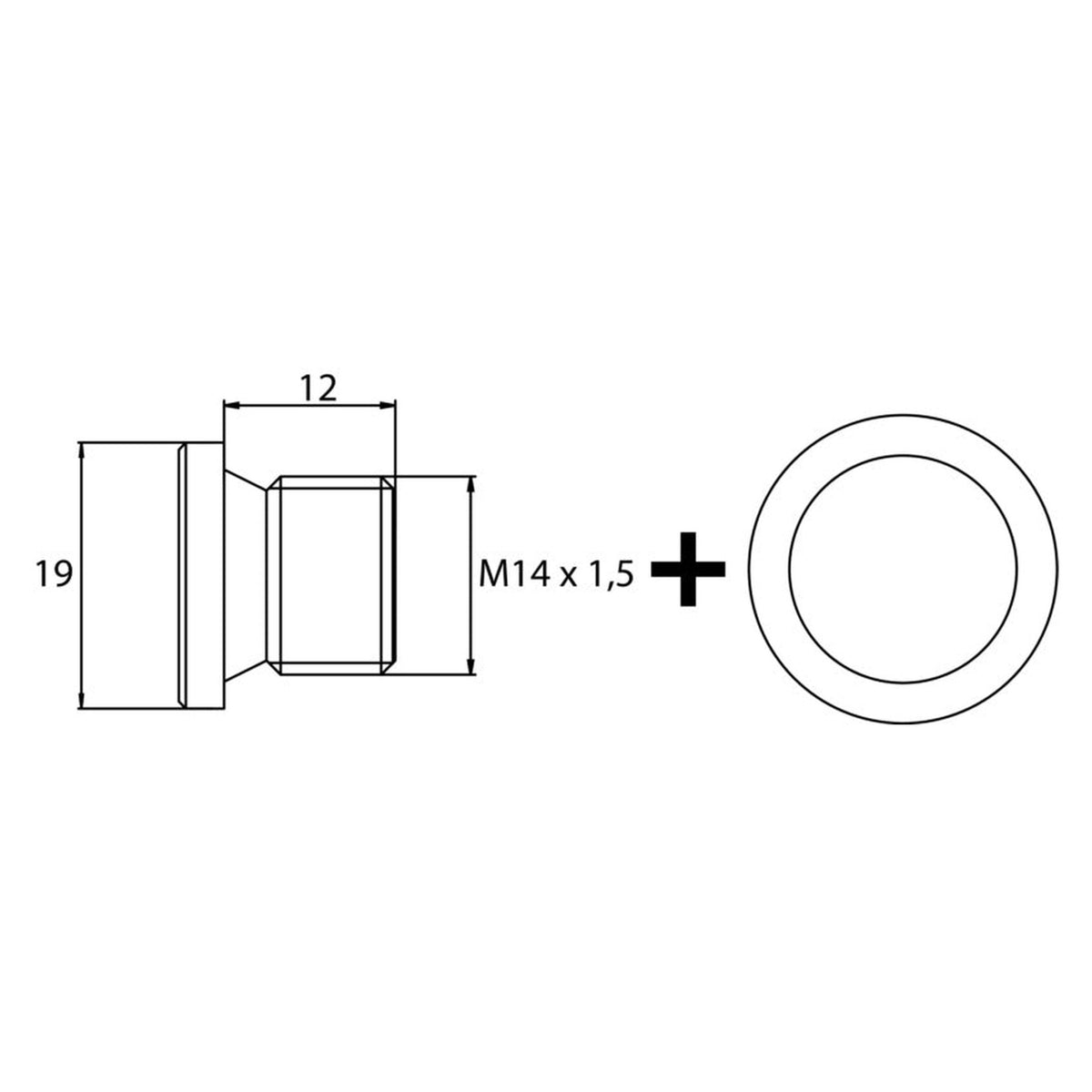 Kfz-Ölablassschraube M18 × 1,5 × 12 mit Dichtring, Stahl verzinkt: Produktansicht