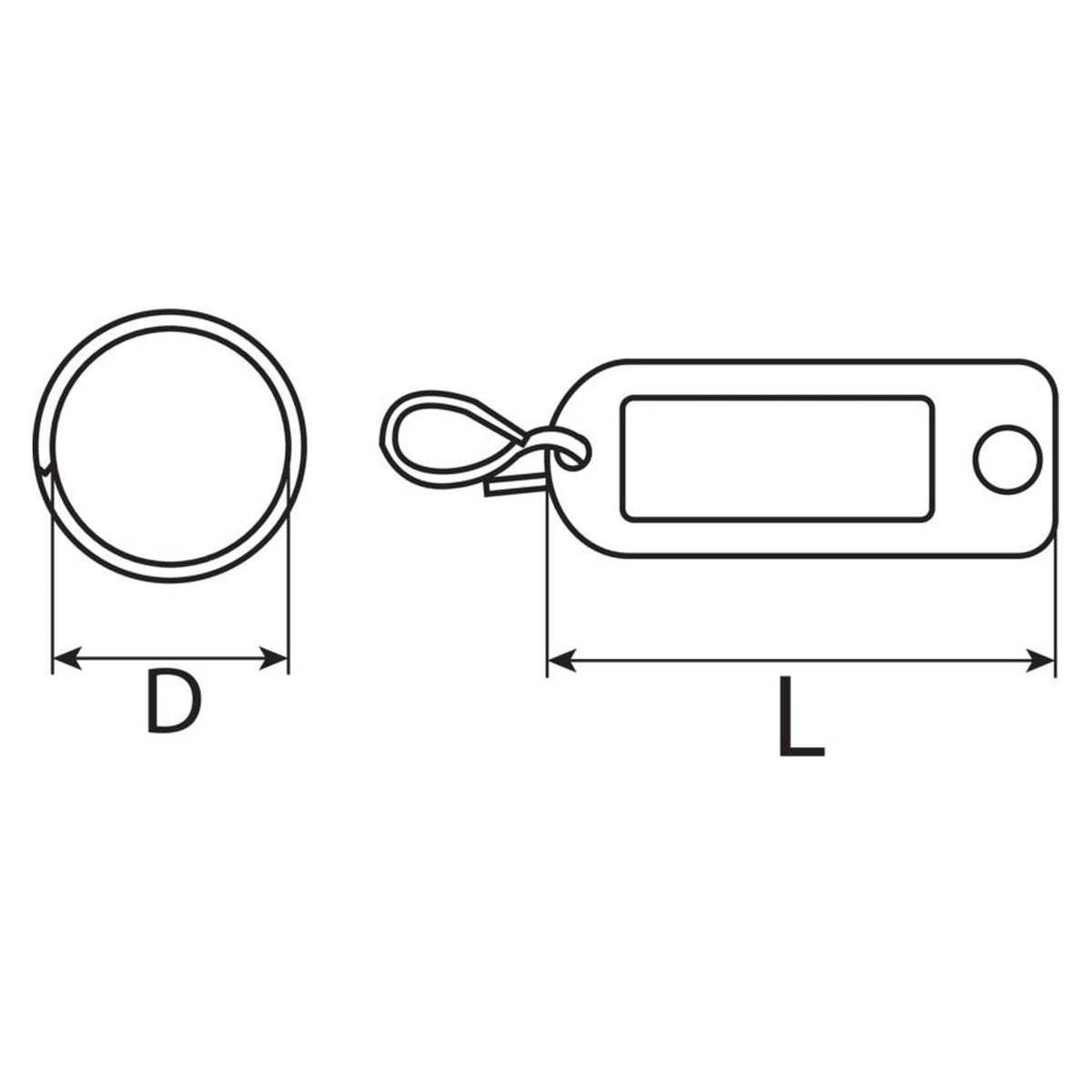 Schlüsselring- und Anhänger-Set, Stahl verzinkt, 25 × 55 mm: Produktansicht