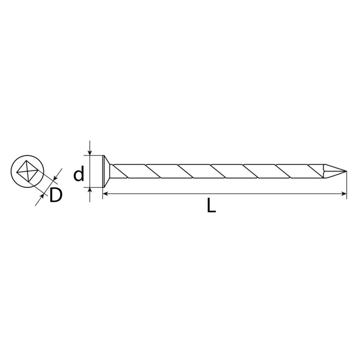 Nagel mit gedrehtem Schaft, Stahl blank, für Holzwerkstoffplatten: Produktansicht