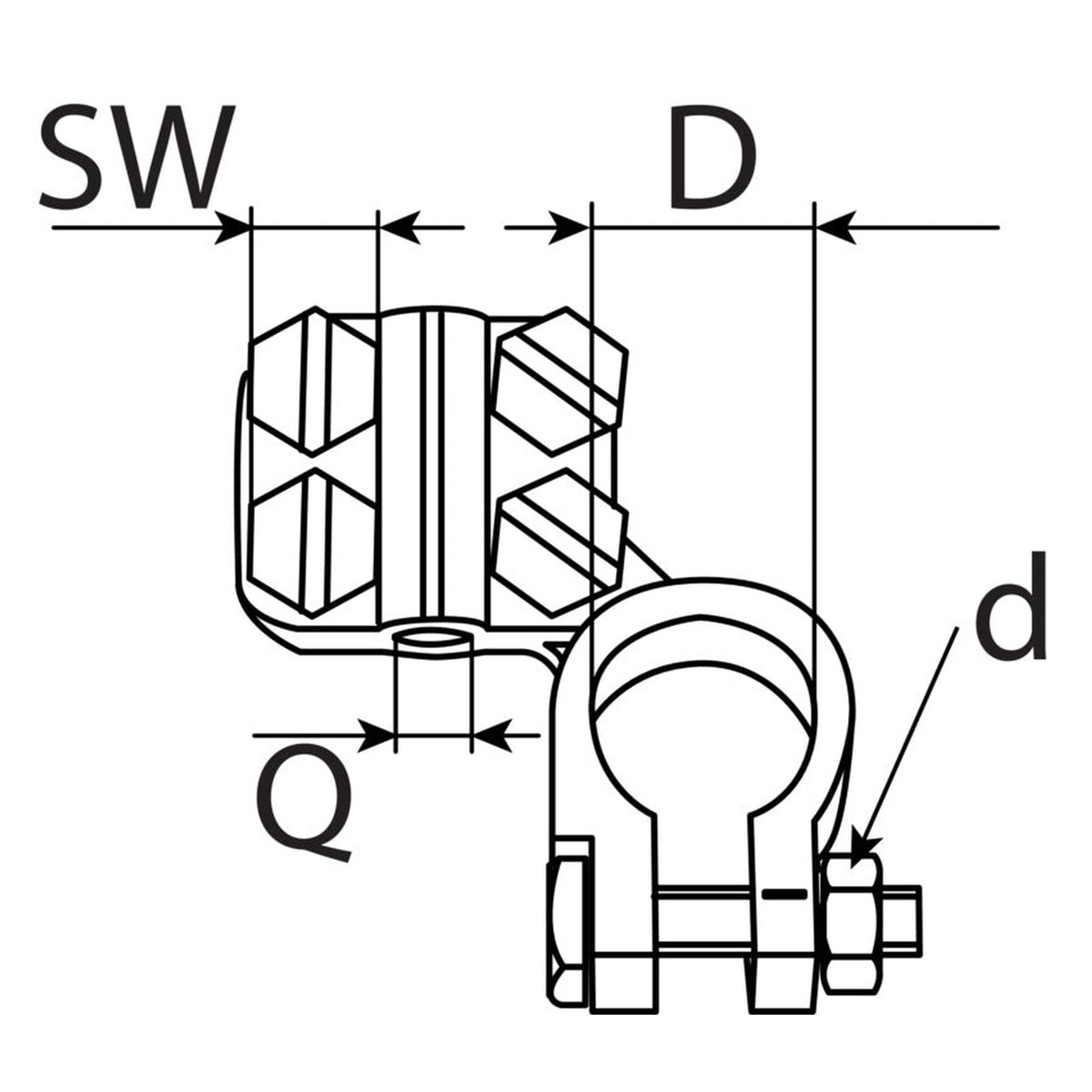 Batterieklemme Plus und Minus für Lkw, Messing verzinnt, bis 70 mm²: Produktansicht