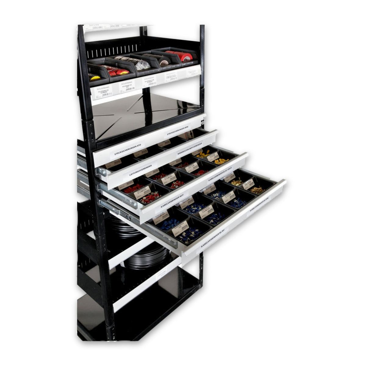 Elektro-C-Teile-Tower, schwarz, 1.620 × 540 × 360 mm: Produktansicht