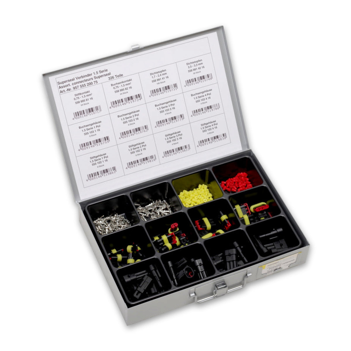 Wasserdichte Steckverbinder-Sortiment, 1,5 mm², IP 67, 326-teilig: Produktansicht