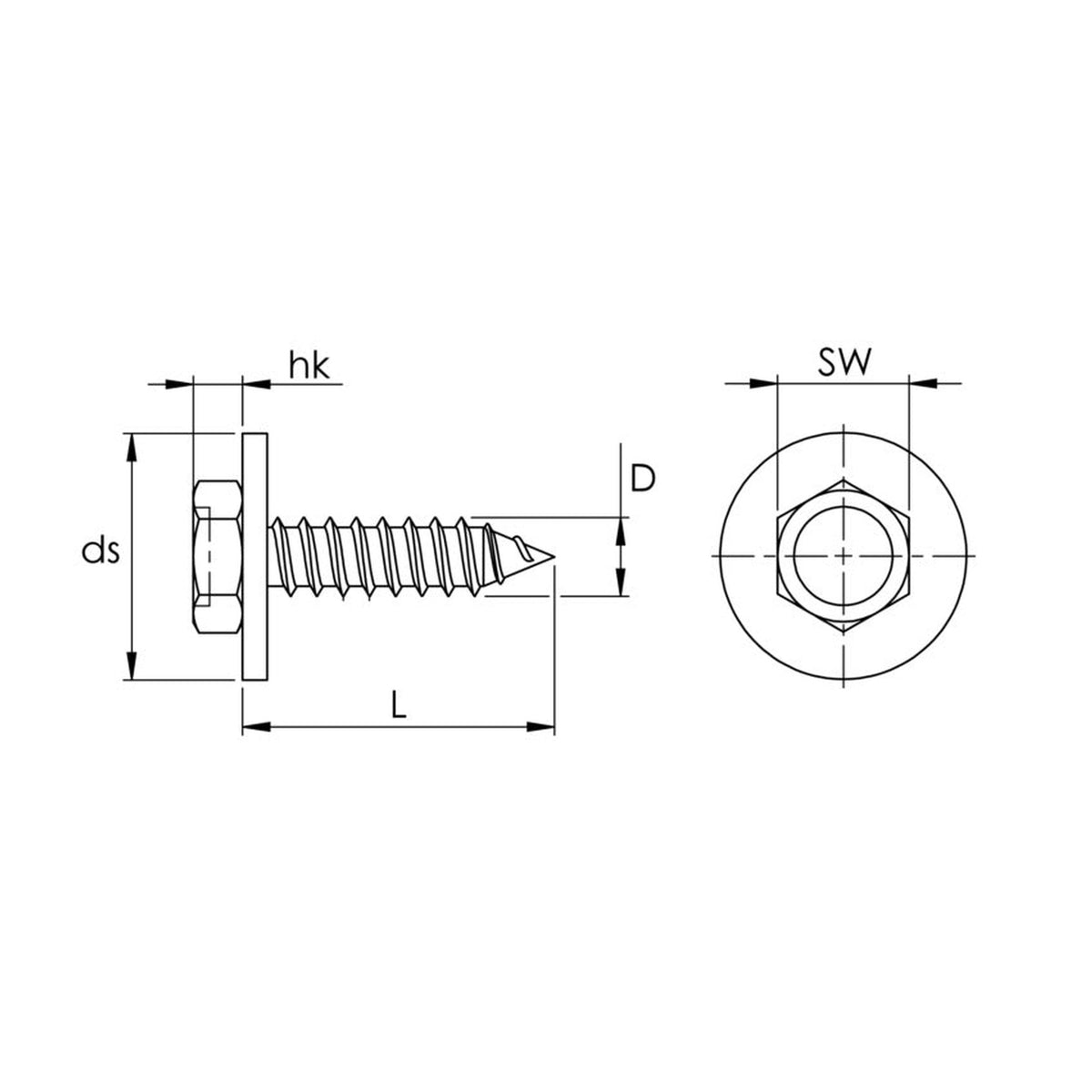 Kfz-Kombischraube, Scheibe 15 mm, 4,8 × 19 mm, schwarz verzinkt: Produktansicht