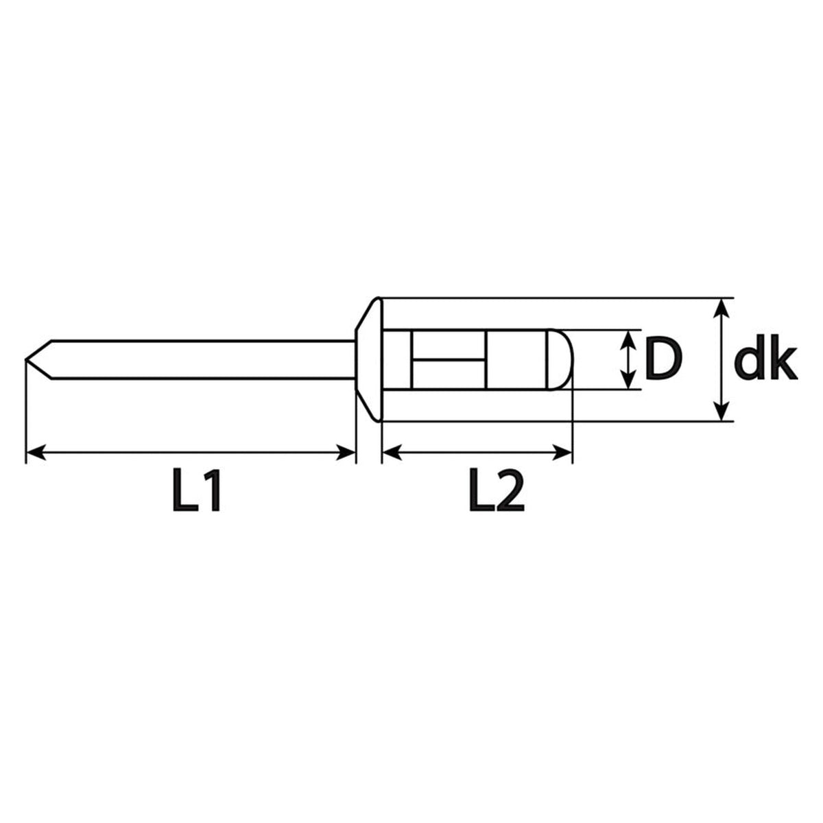 Kfz-Kunststoffblindniet weiß, dk 20 mm, Hülse 5,7 × 19,8 mm: Produktansicht