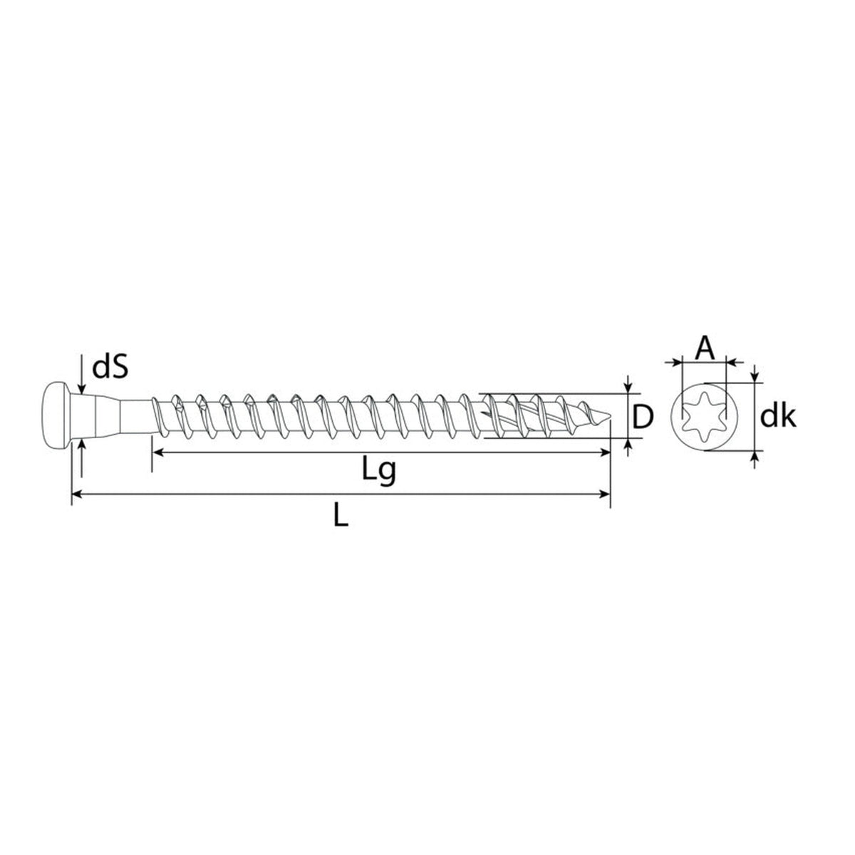 Holzverbinderschraube TX Pan Head, Stahl verzinkt, 5 mm: Produktansicht