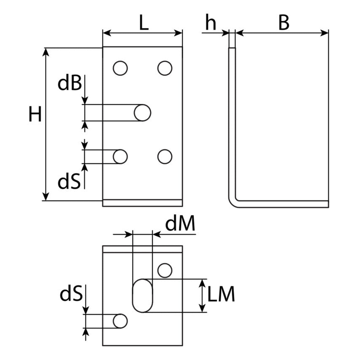 Stützenschuh L-Form zum Aufschrauben, feuerverzinkt, 60 × 115 mm: Produktansicht